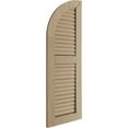 thumbnail image 3 of Ekena Millwork 18"W x 90"H (72" Low Side) Timberthane Rough Cedar Two Equal Louver w/Quarter Round Arch Top Faux Wood Shutters (Per Pair), Primed Tan, 3 of 6