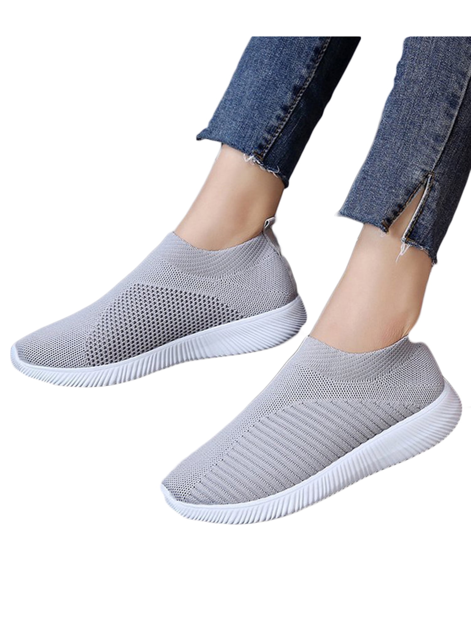 black mesh slip on trainers