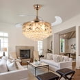 thumbnail image 6 of AFANQI 42" Crystal Retractable Ceiling Fan with Remote, Gold Chandelier, 3 Color Light, 6 of 15