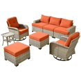 thumbnail image 3 of XIZZI 8-Piece Outdoor Patio Sectional Furniture Sets, Wicker Patio furniture with Swivel Chairs, Waterproof Outdoor Conversation Set for Backyard, Orange Red, 3 of 9