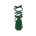 thumbnail image 2 of BLISSFUL STEP Women's Shoes Lace-Up Chunky Heel Open Toe Cross Strap Sandals Green 7.5, 2 of 7