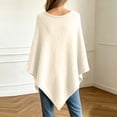 thumbnail image 4 of WULMLEO Womens Knitted Poncho Sweaters Solid Soft Asymmetrical Tops Pullover Warm Lightweight Shawl Wraps Cape White 2XL, 4 of 6