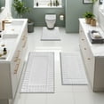 thumbnail image 2 of MeyJey Bathroom Rugs Set of 4 Piece, Bath Mats, Microfiber Non Slip Shaggy Ultra Soft Bathroom Runner with U Shaped Contour Toilet Mat for Bathroom, Shower Inside Floor, White, 2 of 15