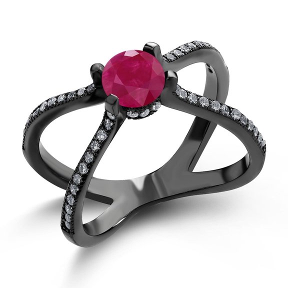 Gem Stone King 1.58 Ct Round Red Ruby 925 Sterling Silver Ring (Size 6)
