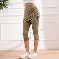 thumbnail image 6 of qolati Skirted Leggings for Women Tennis Golf Skorts Capris Pickleball Clothing Outfits Gym Yoga Legging with Side Adjustable Drawstring, 6 of 9
