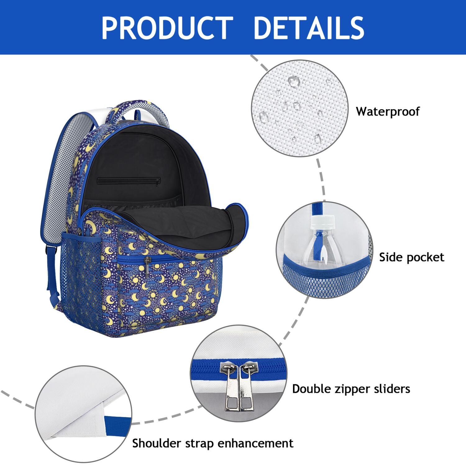 Space Themed School Backpack - Waterproof & Lightweight with Padded Straps, Cosmic Starry Night Design for Teenagers & Commuters