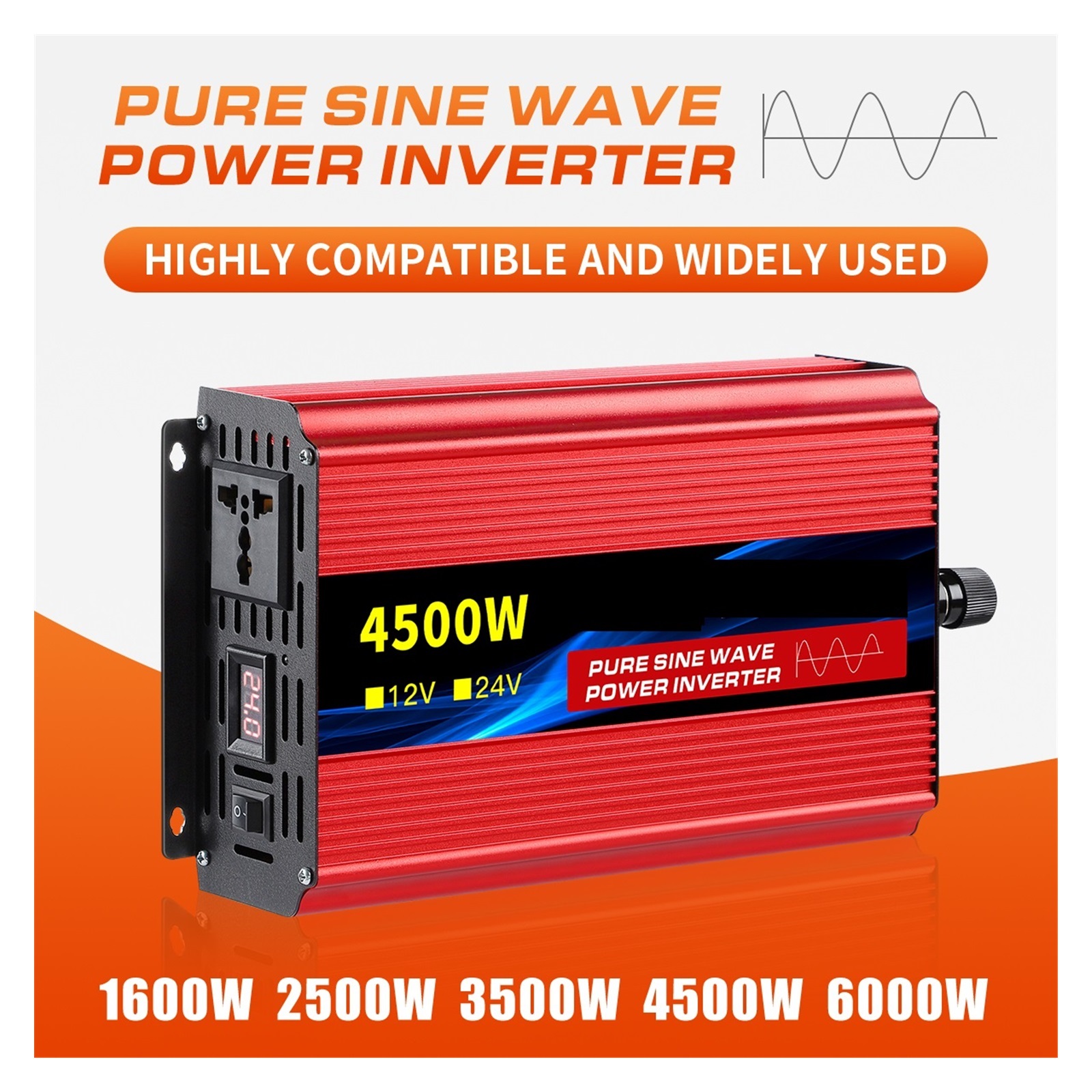 Pure Sine Wave Inverter 12V 24V To 220 1600W 2500W 3500W 4000W DC To AC Voltage Converter 12 220 Mini Car Power Supply ,Portable Design