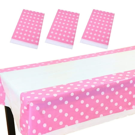 

JUYRLE 3 Pack Pink and White Polka Dot Tablecloth