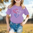 thumbnail image 2 of Hihipz Little Girl's Independence Day T-Shirt Red White Blue Heart Print Short Sleeve Crew Neck Patriotic T-Shirt, 2 of 4