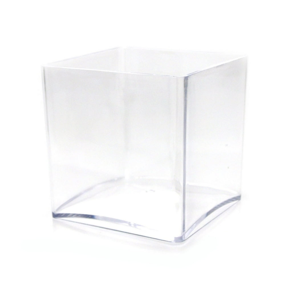 Clear Acrylic Cube Vase Display, 5inch x 5inch