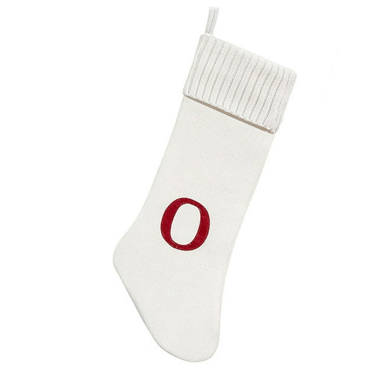 Owlgift Crocheted Christmas Stockings 18 inch, Heavy Yarn Stocking, Knit Xmas Socks Decoration, Set of 2, White & Red