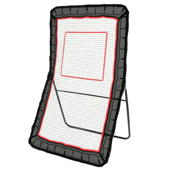 KFFKFF Lacrosse Return Net for Outdoor Use, 4x7 Ft Bounce Net for Volleyball, Baseball and Softball Pitchback and Throwback Training Screen, Adjustable Tilt Shooting Practice Wall with Aim