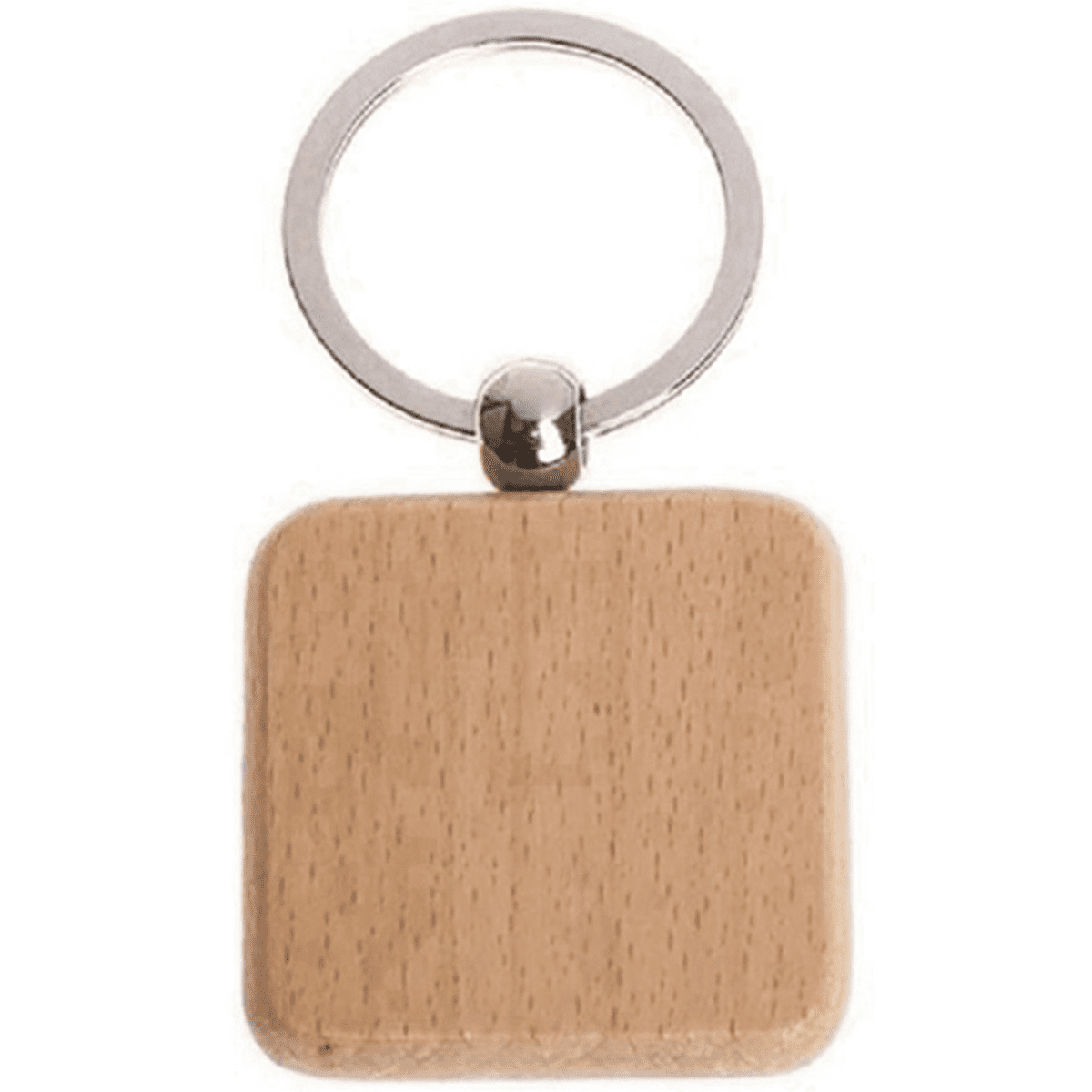 120Pcs Blank Square -Shaped Wooden Keychain DIY Wood Keychains Key Tags DIY Gifts,120 x Wooden Keychain,silver & wood color
