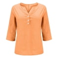 thumbnail image 4 of Summer Cotton Linen Shirts for Women 2026 Casual 3/4 Sleeve Tunic Tops Summer Beach Vacation Fashion T-Shirts, 4 of 6