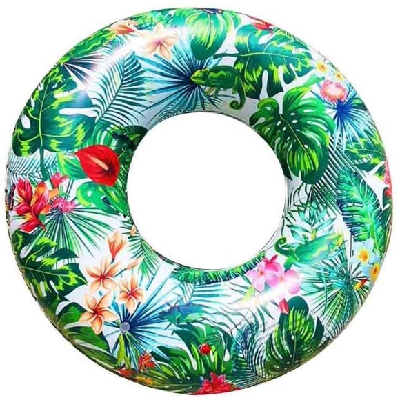 LAICAIW Inflatable Pool Floats Tube, 45inch Swimming Ring for Adults, Safety Pool Inner Swim Tubes, Painted Forest Floating Raft for Summer Beach Water Float Sport Party Vacation Toy Gift Props Green