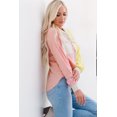 thumbnail image 2 of ABPHQTO Chaqueta camisera multicolor con botones y bolsillos con bloque de color para mujer con capucha, 2 of 5