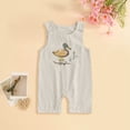 thumbnail image 2 of mgoYE Infant Baby Boy Girl Duck Printed Jumpsuit Sleeveless Strips Romper Bib Pants One Piece Overalls Plaid Outfit( Beige,12-18 Months), 2 of 5