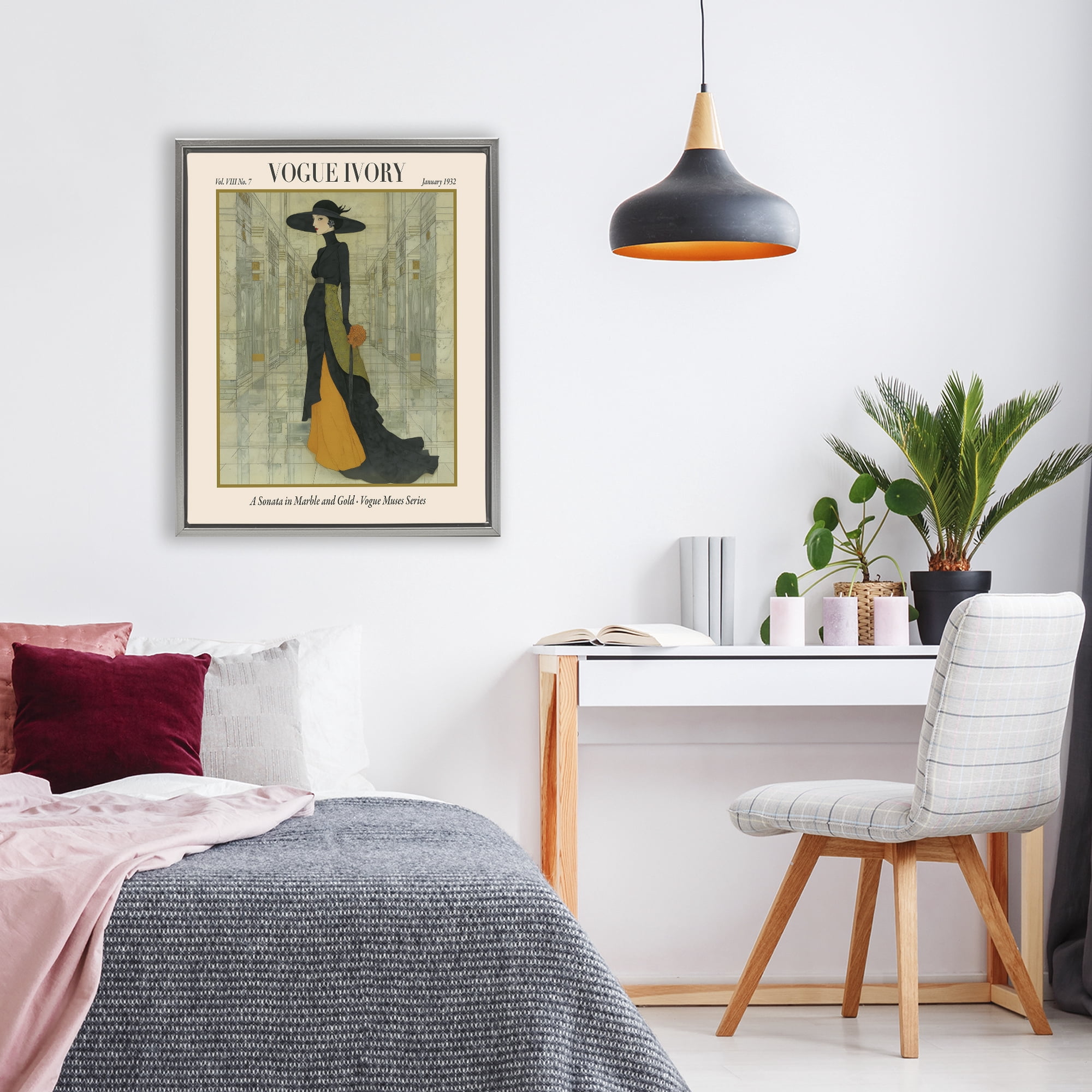 Stupell Industries Ivory Hall Magazine Gray Framed Floater Canvas Wall Art, design by A Barefoot Stylist