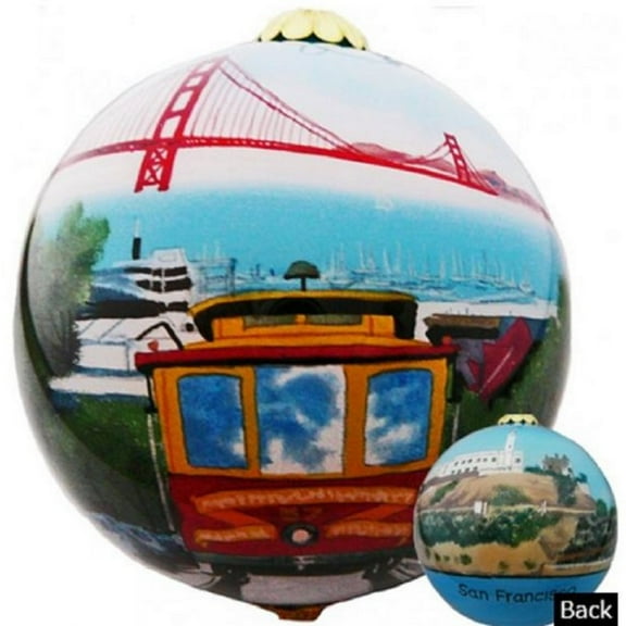 San Francisco California Scenic Reverse Painted Glass Ball Christmas Ornament