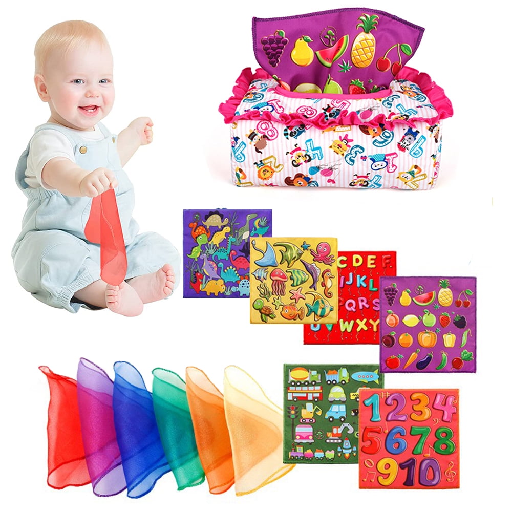 Caja De Pañuelos Sensorial Para Bebés De 0 A 12 Meses – Juguete Montessori Con Texturas Y Colores – Estimula La Motricidad Fina Y Los Sentidos – Regalo Ideal