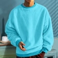 thumbnail image 2 of KHONTS,Men's Sherpa Loose Fit Hoodless Sweatshirts Warm Casual Fashion Pullovers Fall and Winter Plus Size Soft Comfy Tops Sky Blue L, 2 of 5