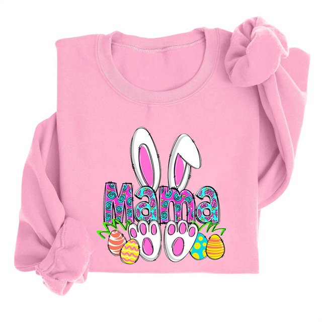 EGNMCR Easter T-Shirts Imprimés pour Femmes T-Shirts Graphiques pour Femmes Chemises pour Femmes T-Shirts à Col Rond pour Femmes Haut à Manches Longues Imprimé Easter Chandails T-Shirts pour Femmes