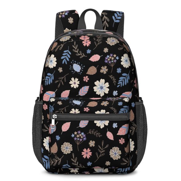 Pioneer Flower Floral Print Pattern 17" School Backpacks for Teens,Waterproof Oxford Fabric,S-Shape Padded Straps for School,Travel,Hiking,Camping