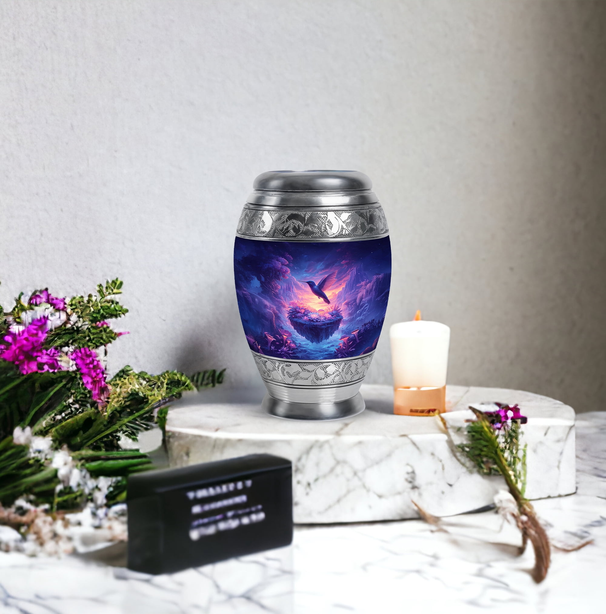 Humming Bird Funeral Urns For Adult For Man, Flowers Keepsake Memorial Urn For Human Ashes Adult Male, Pink Cremation Urns For Human Ashes, Purple Urn For Cremated Remains 3 Inch