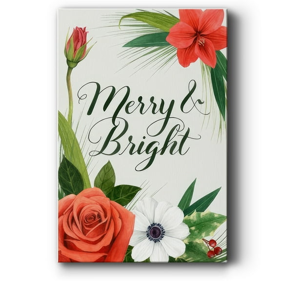 Christmas Flora Wreath Collection B- Gallery Wrapped Canvas