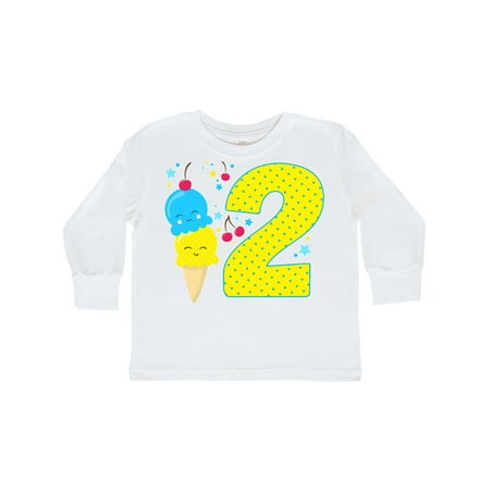 

Inktastic Ice Cream second birthday blue Gift Toddler Boy or Toddler Girl Long Sleeve T-Shirt