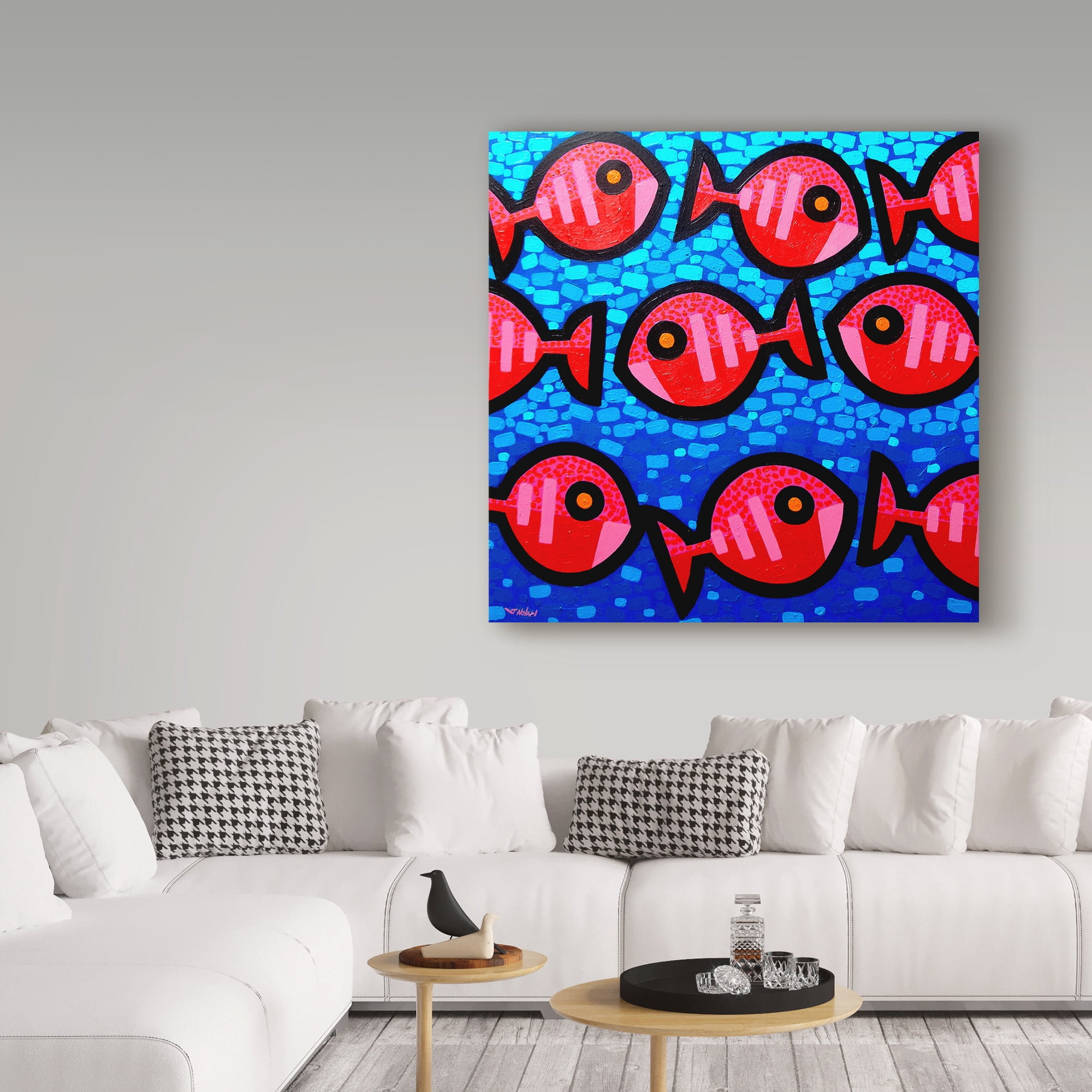 Trademark Fine Art '9 Happy Fish' Canvas Art by John Nolan