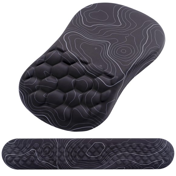 Alfombrilla de ratón con soporte para muñeca y reposamuñecas para teclado Laokiiy, color negro
