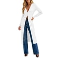 thumbnail image 3 of Feancey Long Cardigans for Women Lightweight Knit Dusters V Neck Button Up Sweaters Solid Color Fashion Jackets Elegant Office Work Jacket White M, 3 of 8