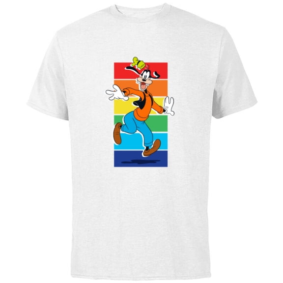 Disney Goofy Rainbow - Short Sleeve Cotton T-Shirt for Adults -Customized-White
