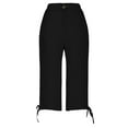 thumbnail image 4 of Uqiangy Linen Palazzo Trousers Women's Linen Wide Leg Capri Pants Waist Flowy Pants Linen Pants Women Plus Size High Waisted Drawstring Capris Linen Cropped Pants Women Boho Capris For Women L, 4 of 5