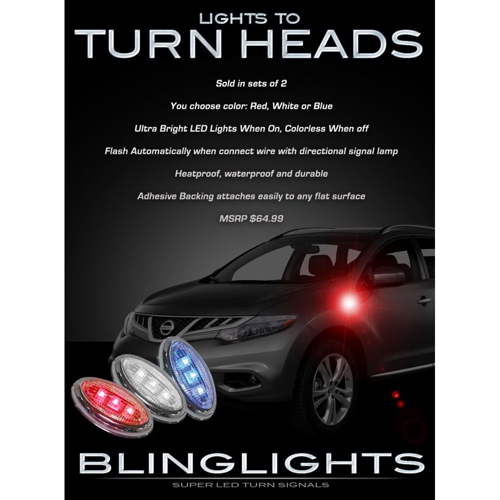 Nissan Murano Side LED Turn Signal Lamps Marker Lights Kit Safety