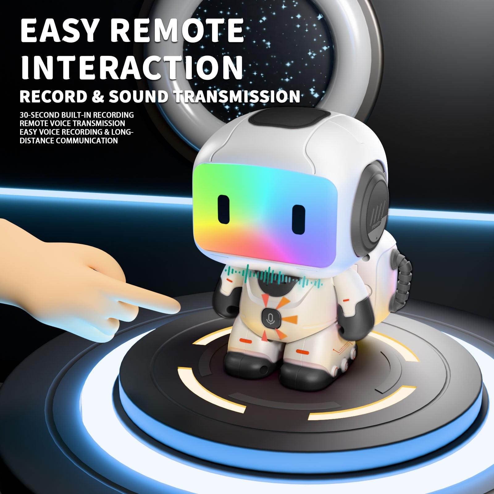 Smart Interactive Robot Toy with Remote Control & Touch Sensor, Programmable Dancing Robot with Music, Lights & Voice Recorder for Kids,Black