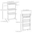 thumbnail image 3 of HOMCOM 3-Tier Clothes Drying Rack, Stainless Steel Laundry Rack with 2 Side Wings and 6 Castors, Collapsible Adjustable Clothes Airer for Indoor Outdoor, 3 of 10