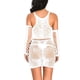 thumbnail image 3 of Vestido ajustado de encaje delgado encantador de malla para mujer, ropa de dormir ajustada con guantes, color blanco Inevent XX000051-01, 3 of 7