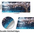 thumbnail image 2 of Japanese Pink Floral Gaming Mouse Pad XL Sakura Cherry Blossom Magnolia Tree Blue Ocean Moon Night Extended Big Large Desk Mat Non-Slip Rubber Base Stitched Edge Long Keyboard Mousepad 31.5×11.8 in, 2 of 6