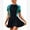 Black + Green Flower, variant on IDOPIP Short Sleeve Swimsuits Swim Dress Women Rash Guard One Piece Swimwear with Skirt Bathing Suit S-2XL