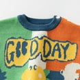 thumbnail image 6 of AOMPMSDX Boys Sweaters Cartoon Children's Knitted Sweater Shoulder Button Matching Color Boy's Sweater Autumn And Winter Cotton Baby Sweater Green 4 Years-5 Years, 6 of 9