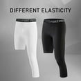 thumbnail image 2 of One Leg Compression Tights Full Length for Basketball Single Leg Long Pants Sports Base Layer Leggings White M, 2 of 6