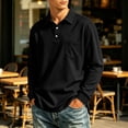 thumbnail image 2 of Long Sleeve Polo Shirts for Men Classic Casual Golf Shirt Button Collar Travel Shirt Regular Fit Polo Tee with Pocket with Pocket, 2 of 6