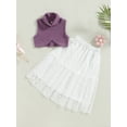 thumbnail image 3 of Bagilaanoe 2Pcs Toddler Baby Girls Skirt Set Sleeveless Turtleneck Vest Tops +Dots Tulle Patchwork Skirt 6M 12M 24M 3T 4T 5T Kids Casual Outfits, 3 of 8