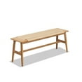thumbnail image 4 of Dining Benches, Natural Oak Wood Bench, Woven Design Entryway Bench Bed Bench for Kitchen, Dining Room, Living Room, Brown, 4 of 7