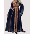 thumbnail image 1 of Eve Red Tatreez Embroidered Palestinian Kaftan Thobe (3 Piece Set), 1 of 1