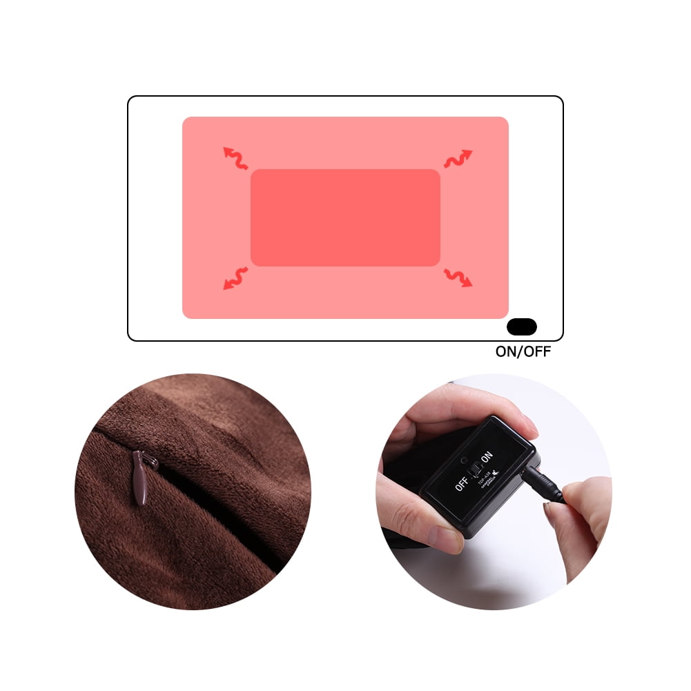 39x27inch Cordless USB Heated Blanket Shawl with Buttons Soft Sherpa Berber Fleece Portable Battery Powered Electric Blanket Heated Throw Wearable Portable Heating Warming Blanket for Car Office