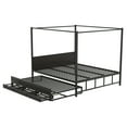 thumbnail image 5 of Bastch Queen Size Metal Canopy Platform Bed with Twin Size Trundle and 3 Storage Drawers, Strong Wooden Slats Support, No Box Spring Required, Easy Assembly, Black, 5 of 7