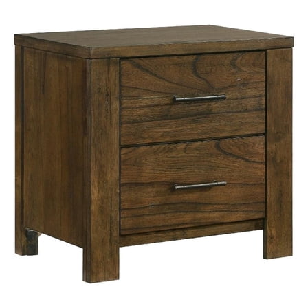 Suli Nightstand- 2 Drawers Metal Handles- Brown Mindy Veneer- 26 Inch